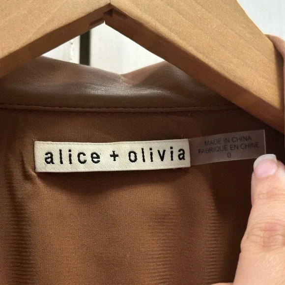 Alice + Olivia brown vegan leather mini dress size 0 - Picture 4 of 8